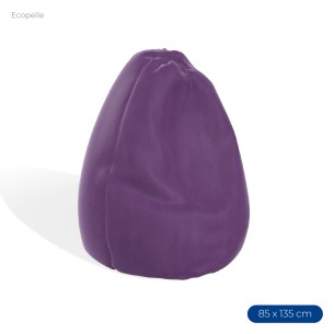 Poltrona Morbida a Sacco in Ecopelle - Dimensioni 85 x 135 cm - Interno di Perle di Polistirolo - Colore Viola