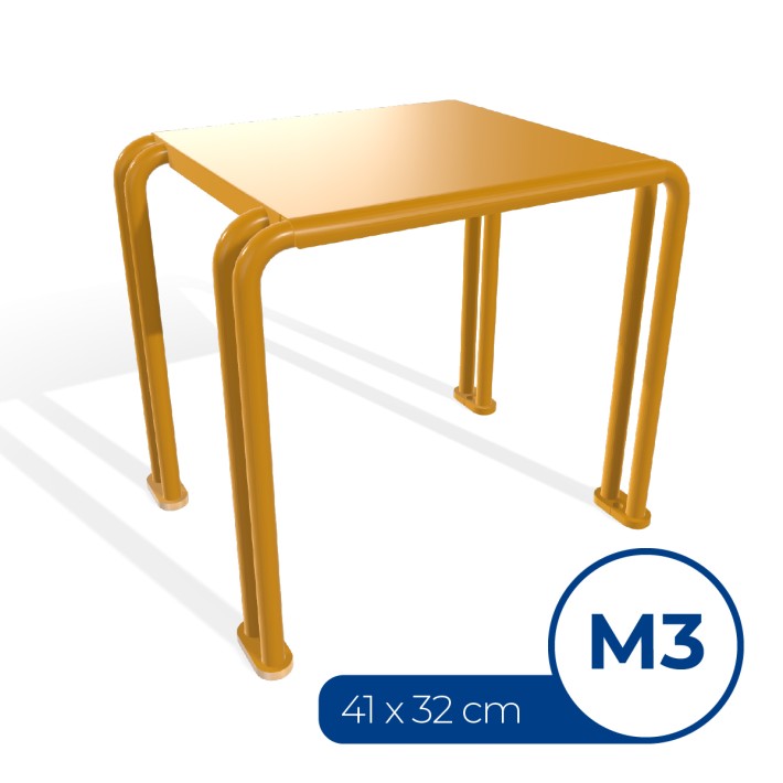 Panca da Esterno Modello Radura Essenza School 015 - Dimensioni 41x32x36 cm - In Metallo e Impilabili - Colore Giallo