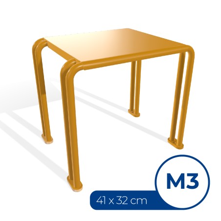 Panca da Esterno Modello Radura Essenza School 015 - Dimensioni 41x32x36 cm - In Metallo e Impilabili - Colore Giallo