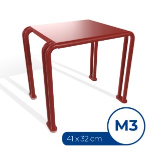Panca da Esterno Modello Radura Essenza School 015 - Dimensioni 41x32x36 cm - In Metallo e Impilabili - Colore Rosso