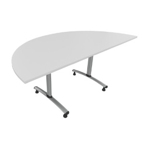 Tavolo Tiglio Fisso Semicerchio in Melaminico con Piedini - Dimensioni 140xR90x70,6 cm - Colore Bianco - Colore Struttura Grigio