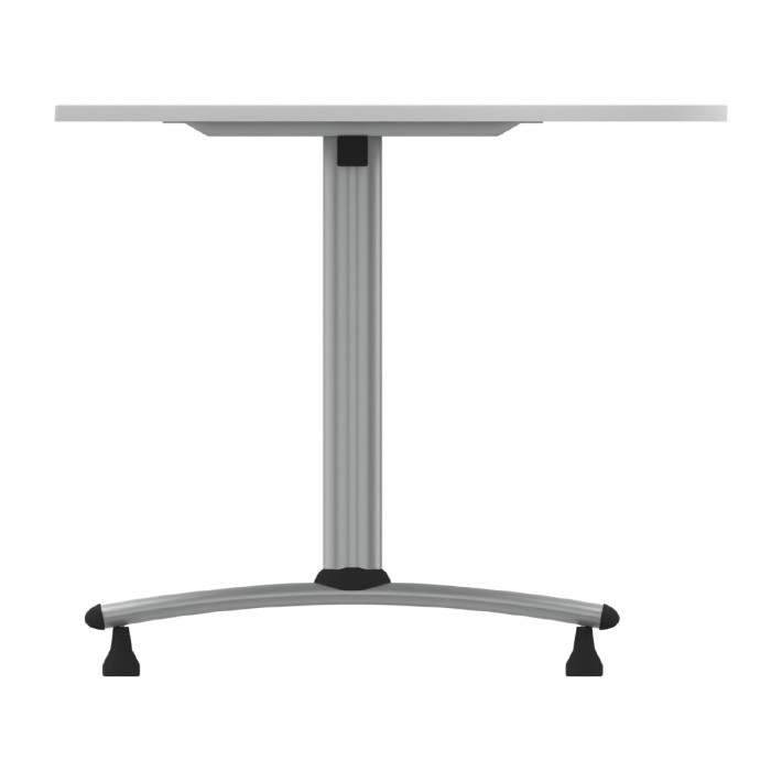Tavolo Tiglio Fisso Semicerchio in Melaminico con Piedini - Dimensioni 140xR90x70,6 cm - Colore Bianco - Colore Struttura Grigio