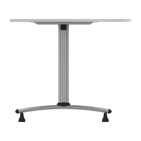 Tavolo Tiglio Fisso Semicerchio in Melaminico con Piedini - Dimensioni 140xR90x70,6 cm - Colore Bianco - Colore Struttura Grigio