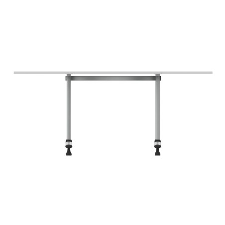 Tavolo Tiglio Fisso Semicerchio in Melaminico con Piedini - Dimensioni 140xR90x70,6 cm - Colore Bianco - Colore Struttura Grigio