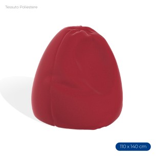 Poltrona Morbida a Sacco in Poliestere - Dimensioni 110 x 140 cm - Interno di Perle di Polistirolo - Colore Rosso