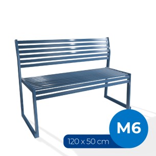 Panca con Schienale da Esterno Modello Radura Essenza - Dimensioni 120x50x45 cm - in Metallo e Impilabili - Colore Azzurro