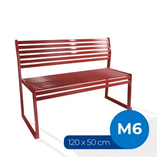 Panca con Schienale da Esterno Modello Radura Essenza - Dimensioni 120x50x45 cm - in Metallo e Impilabili - Colore Rosso