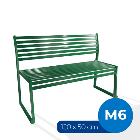 Panca con Schienale da Esterno Modello Radura Essenza - Dimensioni 120x50x45 cm - in Metallo e Impilabili - Colore Verde