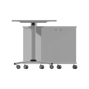 Cattedra Rovere in Melaminico con Ruote e Cassettiera - Dimensioni 190x70x76,5cm - Colore Piano Bianco - Colore Struttura Grigio 2