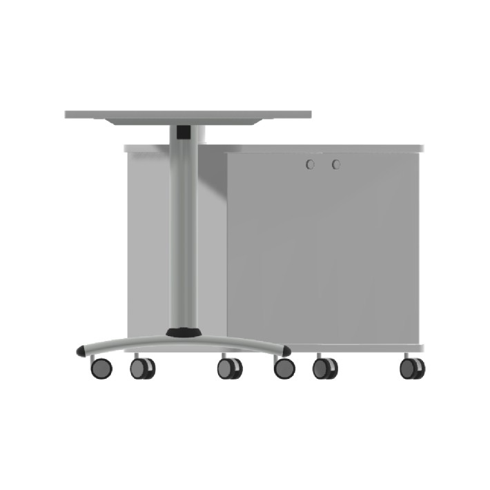 Cattedra Rovere in Melaminico con Ruote e Cassettiera - Dimensioni 190x70x76,5cm - Colore Piano Bianco - Colore Struttura Grigio