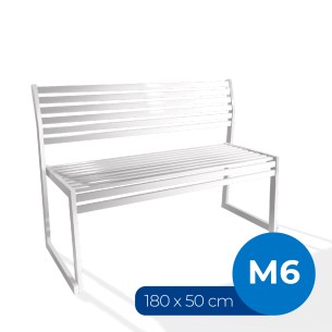 Panca con Schienale da Esterno Modello Radura Essenza - Dimensioni 180x50x45 cm - in Metallo e Impilabili - Colore Bianco