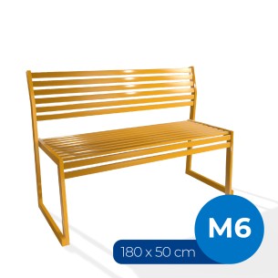 Panca con Schienale da Esterno Modello Radura Essenza - Dimensioni 180x50x45 cm - in Metallo e Impilabili - Colore Giallo