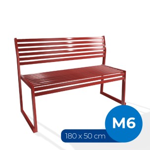 Panca con Schienale da Esterno Modello Radura Essenza - Dimensioni 180x50x45 cm - in Metallo e Impilabili - Colore Rosso