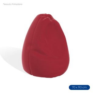 Poltrona Morbida a Sacco in Poliestere - Dimensioni 70 x 110 cm - Interno di Perle di Polistirolo - Colore Rosso