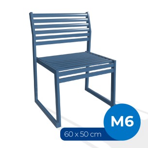 Panca con Schienale da Esterno Modello Radura Essenza - Dimensioni 60x50x45 cm - in Metallo e Impilabili - Colore Azzurro
