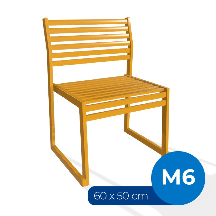 Panca con Schienale da Esterno Modello Radura Essenza - Dimensioni 60x50x45 cm - in Metallo e Impilabili - Colore Giallo