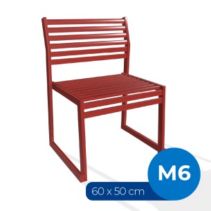 Panca con Schienale da Esterno Modello Radura Essenza - Dimensioni 60x50x45 cm - in Metallo e Impilabili - Colore Rosso