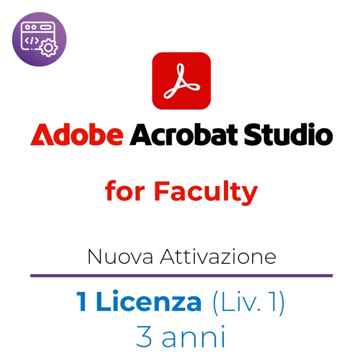 Acrobat Studio Enterprise for Faculty - Nuova Attivazione/Rinnovo - VIP MP EDU - 1 Utente - Livello 1 - 3 Anni