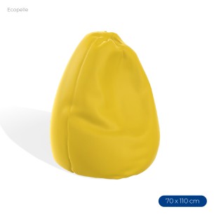 Poltrona Morbida a Sacco in Ecopelle - Dimensioni 70 x 110 cm - Interno di Perle di Polistirolo - Colore Giallo Canarino