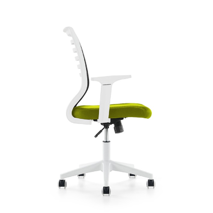 Sedia da Ufficio Modello 907W su Ruote - Colore Bianco/Verde