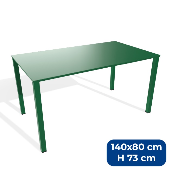 Tavolo da Esterno Modello Radura Essenza - Dimensioni 140 x 80 x 73 cm - In Metallo - Colore Verde