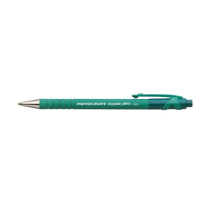 Papermate Flexgrip Ultra Verde Penna a sfera retrattile a clip Medio 12 pz