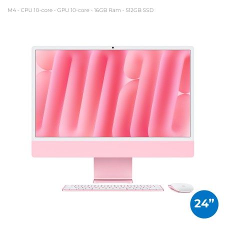All in One 24" Retina 4.5K -  Apple IMac - CPU Apple M4 chip with 10‑core CPU and 10‑core GPU - 16GB Ram - 512GB SSD - Pink