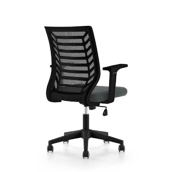Sedia da Ufficio Modello RD907 su Ruote - Colore Struttura Nero - Colore Seduta Grigio