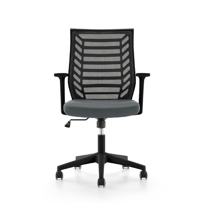 Sedia da Ufficio Modello RD907 su Ruote - Colore Struttura Nero - Colore Seduta Grigio
