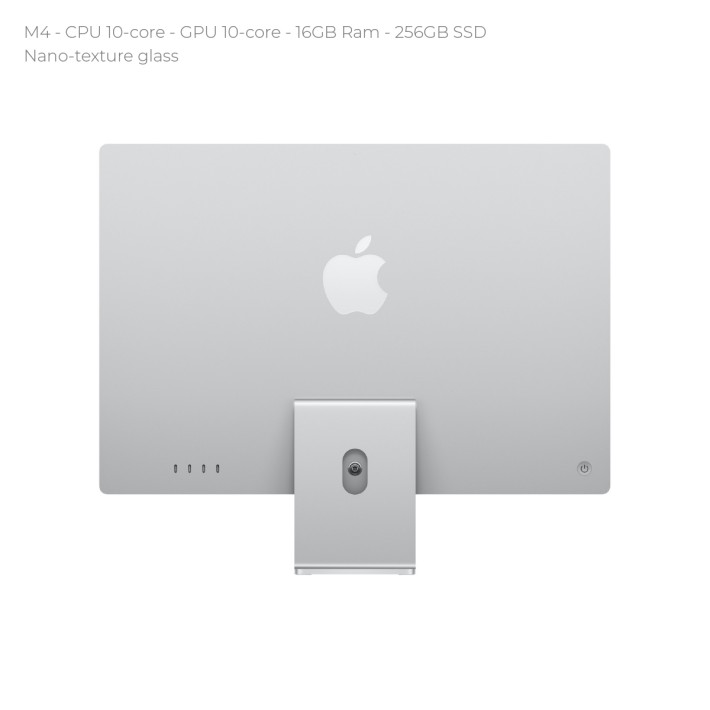 All in One 24" 4.5K Nano-texture - Apple IMac - M4 CPU 10‑core - GPU 10‑core - 16GB Ram - 256GB SSD - MacOS Sequoia - Silver
