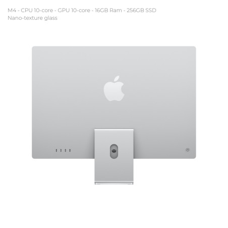 All in One 24" 4.5K Nano-texture - Apple IMac - M4 CPU 10‑core - GPU 10‑core - 16GB Ram - 256GB SSD - MacOS Sequoia - Silver