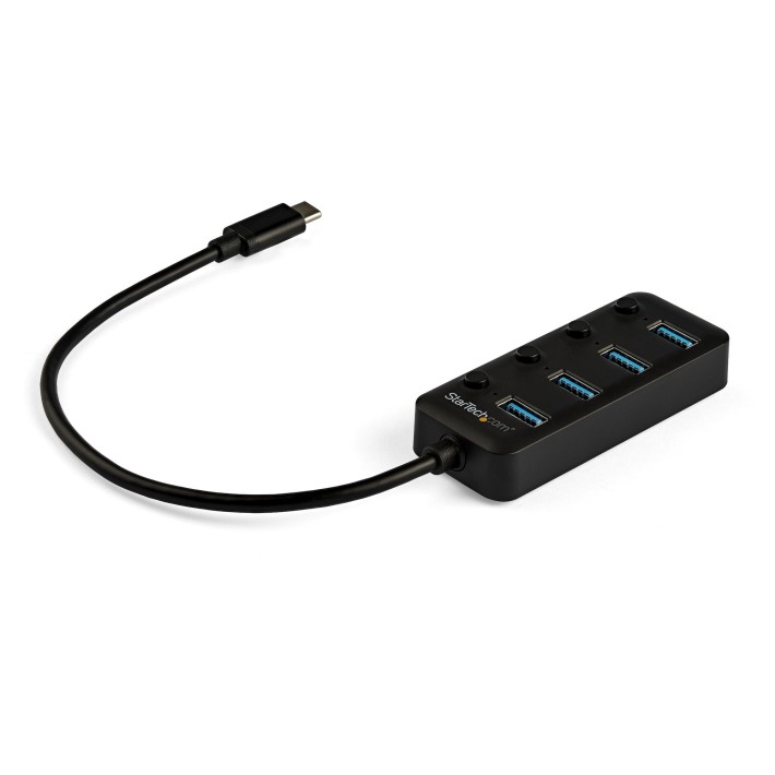 StarTech.com Hub USB-C 4 porte alimentato da bus con interruttori On/Off, Hub di espansione USB 3.0 5Gbps, hub USB-C a USB-A