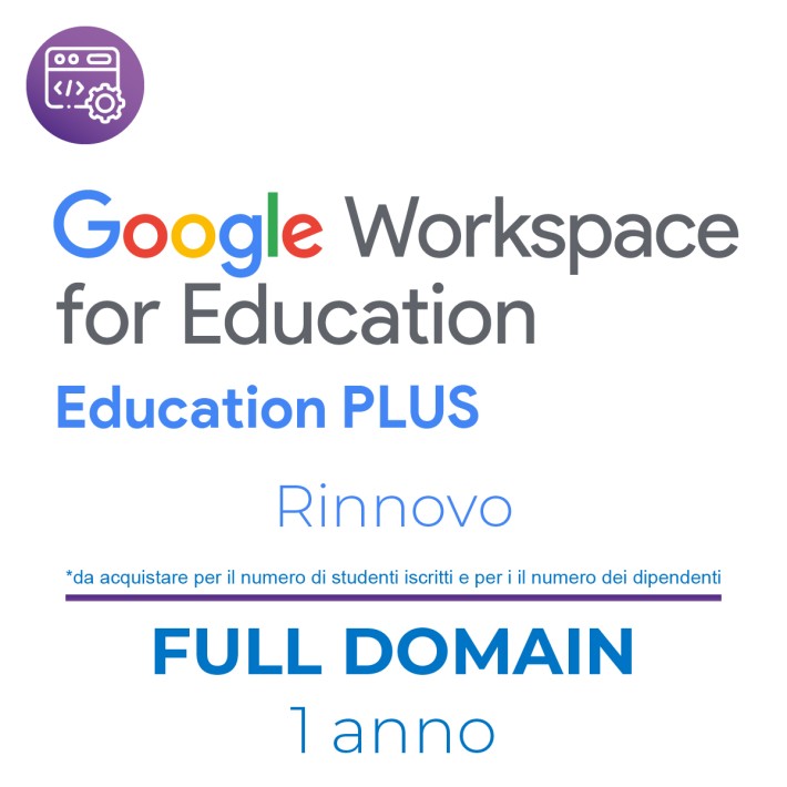Education Plus Rnw 1 Anno  (FULL DOMAIN) da acquistare per il numero di studenti iscritti e per il numero dei dipendenti