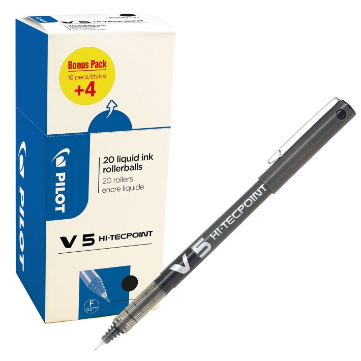 Pilot V5 HI-TECPOINT VALUE PACK Penna stick a sfera Nero 20 pz