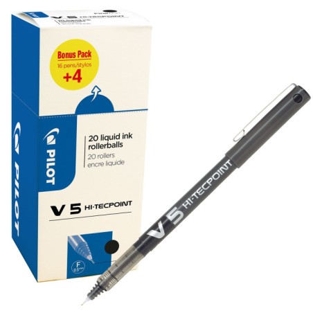Pilot V5 HI-TECPOINT VALUE PACK Penna stick a sfera Nero 20 pz