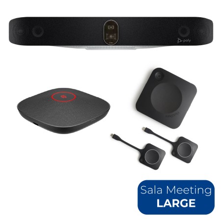Bundle per Sale Meeting Medie Dimensioni- con Soundbar e Webcam Poly Studio V52 - BarcoClickShare CX-30 e Microfono da Tavolo