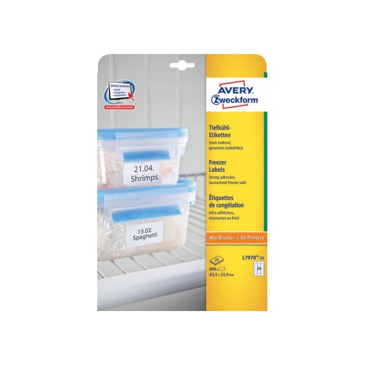 Avery L7970-25 etichetta autoadesiva Rettangolo con angoli arrotondati Bianco 600 pz