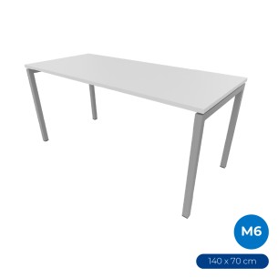 Tavolo Nova U in Melaminico - Dimensioni 140 x 70 x 74 cm – Colore Piano Bianco – Colore Struttura Grigio