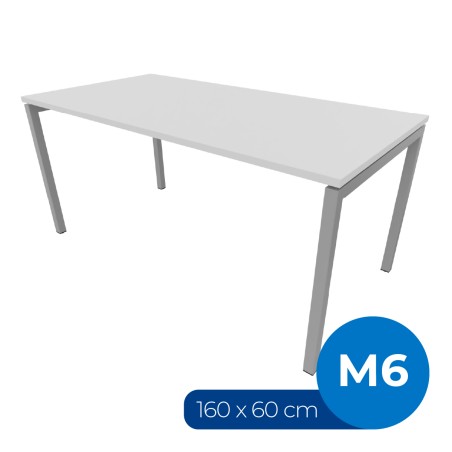 Tavolo Nova U in Melaminico - Dimensioni 160 x 60 x 74 cm - Colore Piano Bianco  - Colore Struttura Grigio