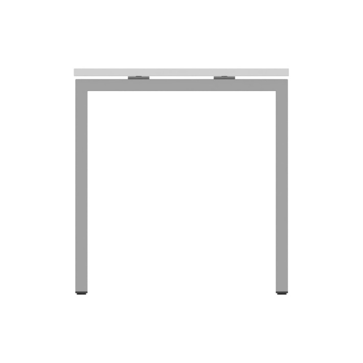 Tavolo Nova U in Melaminico con Foro Passacavi - Dimensioni 180 x 80 x 74 cm – Colore Piano Bianco – Colore Struttura Grigio