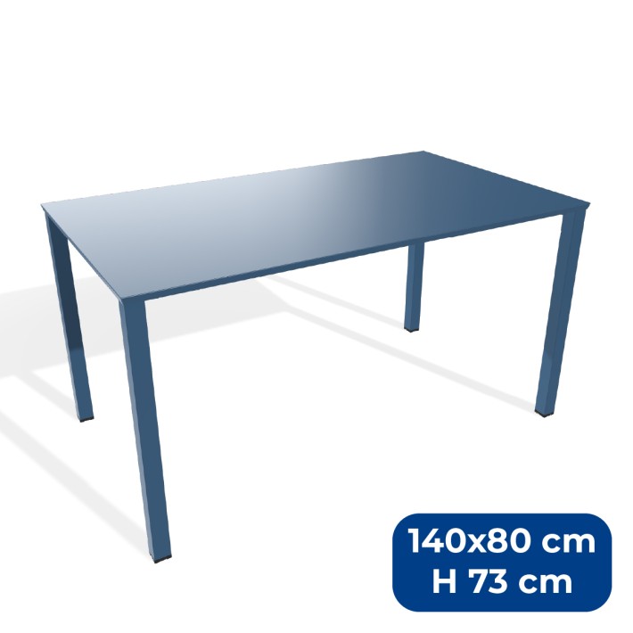 Tavolo da Esterno Modello Radura Essenza - Dimensioni 140 x 80 x 73 cm - In Metallo - Colore Azzurro