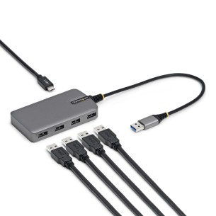 StarTech.com Hub USB-A 4 Porte, 5Gbps, Alimentazione da Bus, con Ingresso Alimentazione USB-C Ausiliario, Cavo Host USB-A da 30