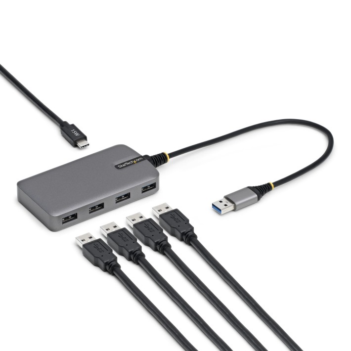 StarTech.com Hub USB-A 4 Porte, 5Gbps, Alimentazione da Bus, con Ingresso Alimentazione USB-C Ausiliario, Cavo Host USB-A da 30
