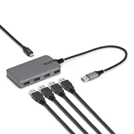 StarTech.com Hub USB-A 4 Porte, 5Gbps, Alimentazione da Bus, con Ingresso Alimentazione USB-C Ausiliario, Cavo Host USB-A da 30