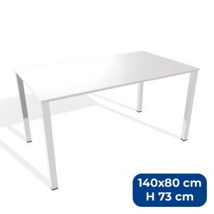 Tavolo da Esterno Modello Radura Essenza - Dimensioni 140 x 80 x 73 cm - In Metallo - Colore Bianco