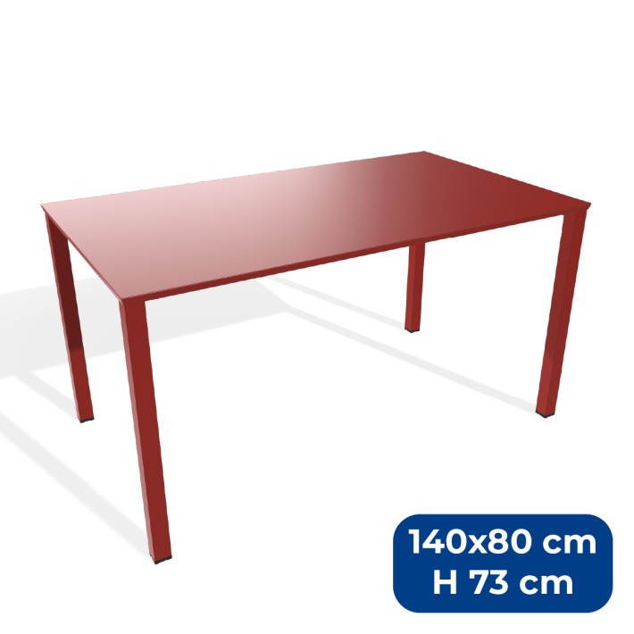 Tavolo da Esterno Modello Radura Essenza - Dimensioni 140 x 80 x 73 cm - In Metallo - Colore Rosso