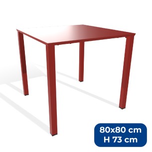 Tavolo da Esterni Modello Radura Essenza - Dimensioni 80 x 80 x 73 cm - In Metallo - Colore Rosso