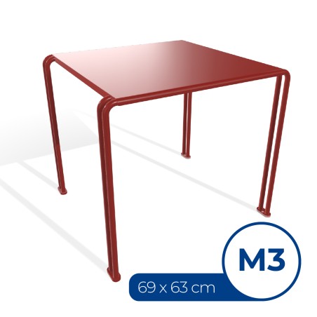 Tavolo da Esterno Modello Radura Essenza School 015 - Dimensioni 69 x 63 x 60 cm - In Metallo - Colore Rosso