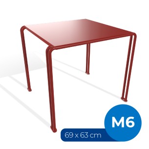 Tavolo da Esterno Modello Radura Essenza School 015 - Dimensioni 69 x 63 x 77 cm - In Metallo - Colore Rosso