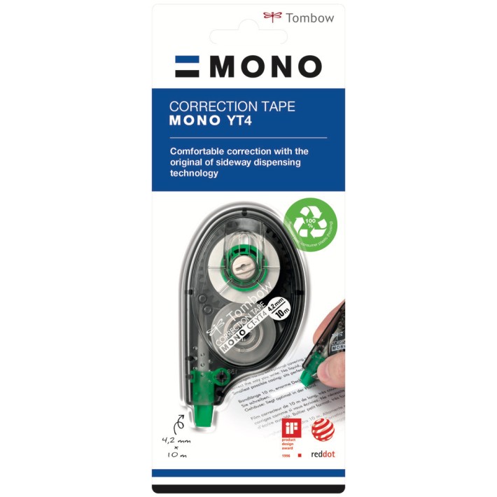 Tombow Mono YT4 nastro di correzione 10 m Bianco 1 pz